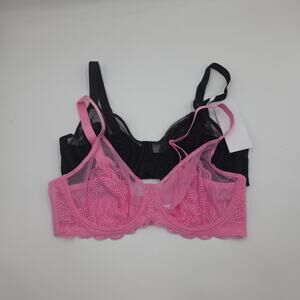 HSIA Bundle of Two Mermaid Scales Lace Unlined Bra in Pink Black Size 38C